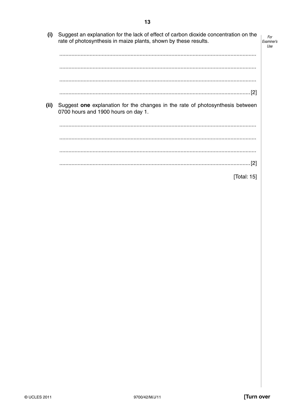 Cambridge A Level Biology 9700 2011 May/June Paper 4 · Variant 2 question paper, page 13 of 24