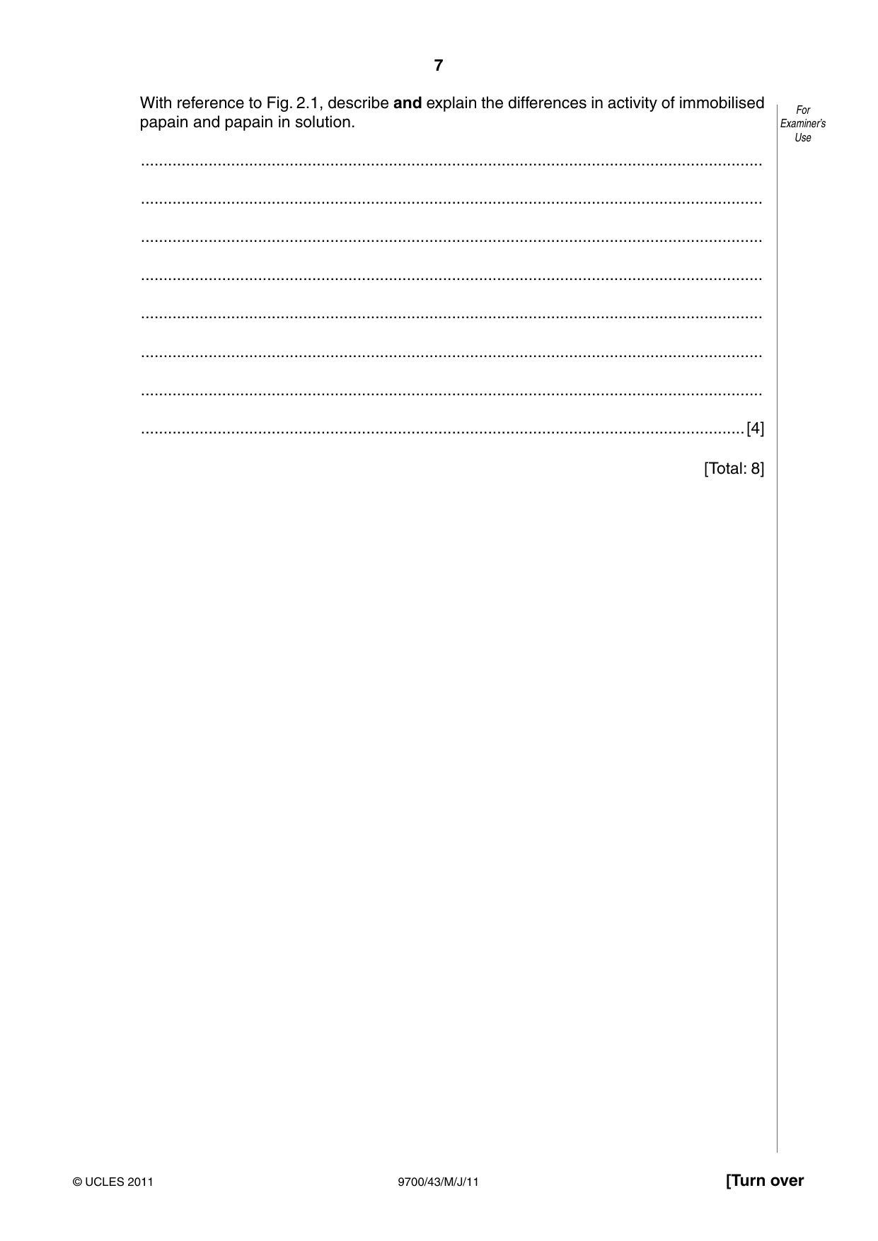 Cambridge A Level Biology 9700 2011 May/June Paper 4 · Variant 3 question paper, page 7 of 24