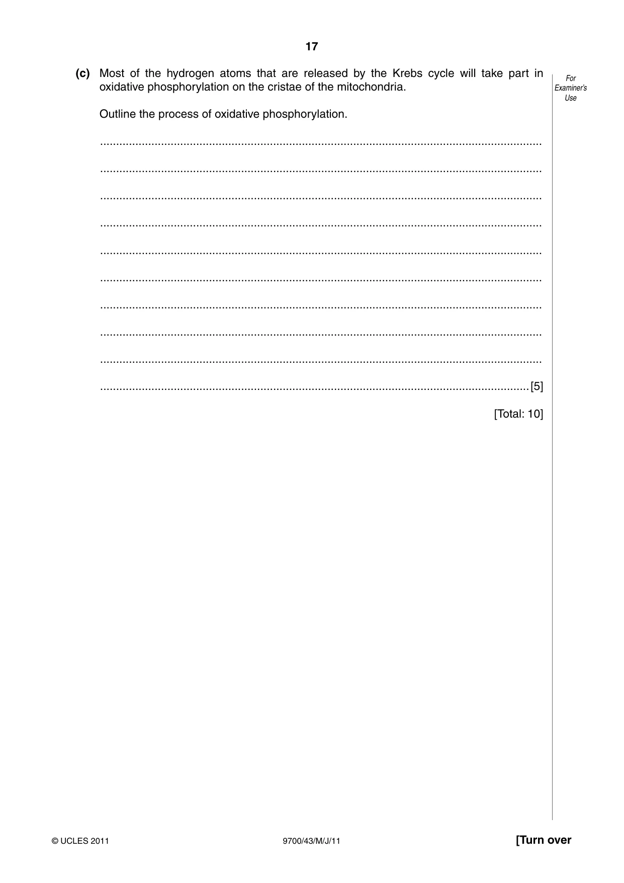Cambridge A Level Biology 9700 2011 May/June Paper 4 · Variant 3 question paper, page 17 of 24