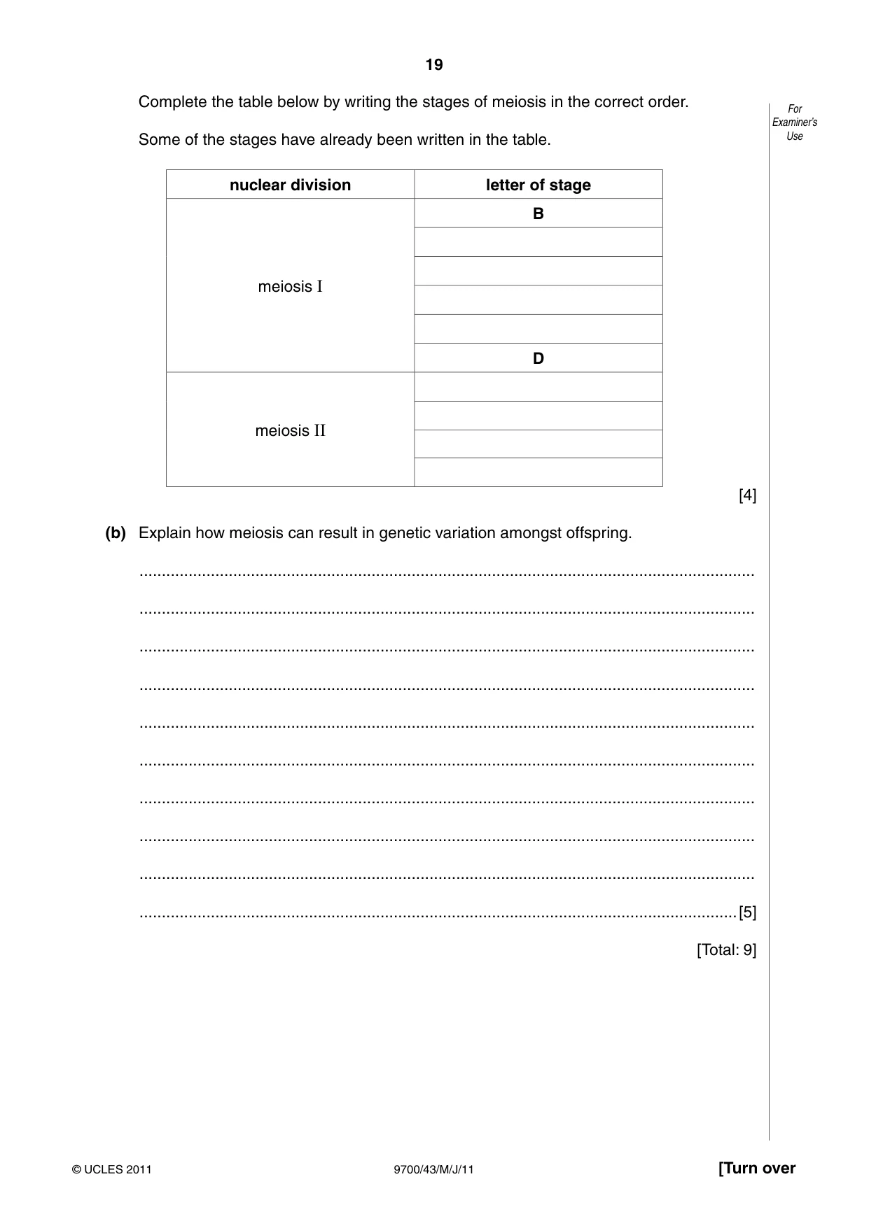 Cambridge A Level Biology 9700 2011 May/June Paper 4 · Variant 3 question paper, page 19 of 24