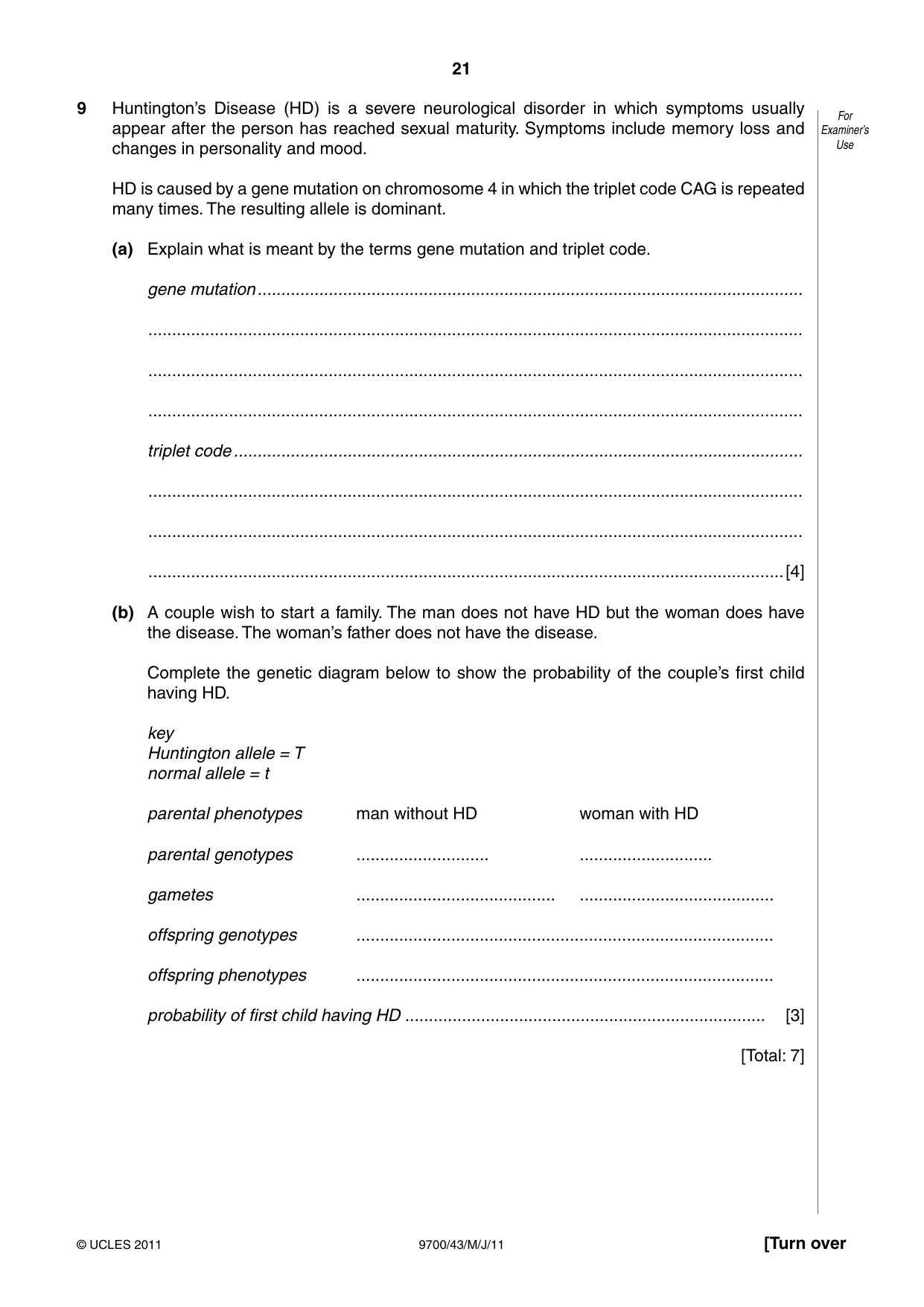 Cambridge A Level Biology 9700 2011 May/June Paper 4 · Variant 3 question paper, page 21 of 24