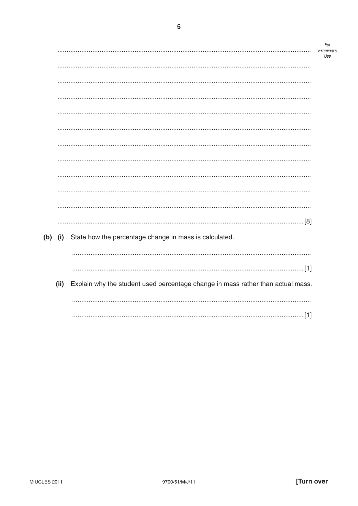 Cambridge A Level Biology 9700 2011 May/June Paper 5 · Variant 1 question paper, page 5 of 12