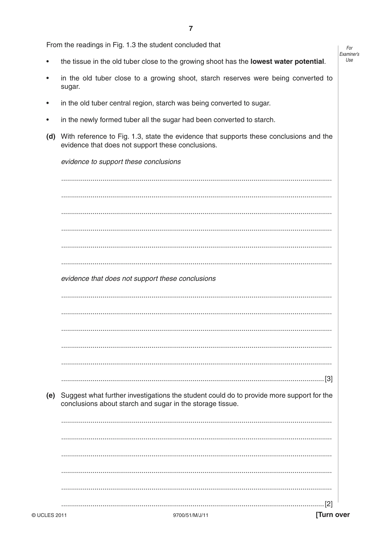 Cambridge A Level Biology 9700 2011 May/June Paper 5 · Variant 1 question paper, page 7 of 12