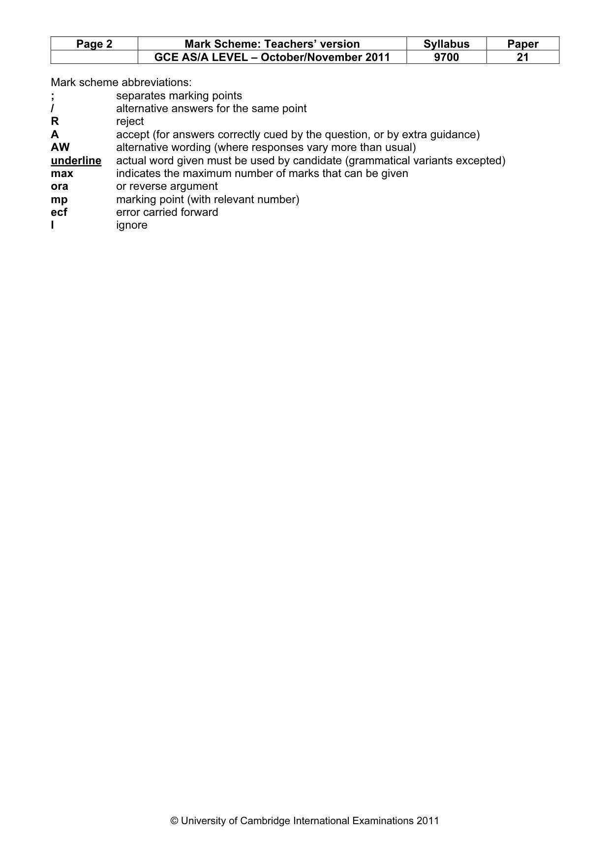 Mark scheme, page 2 of 8