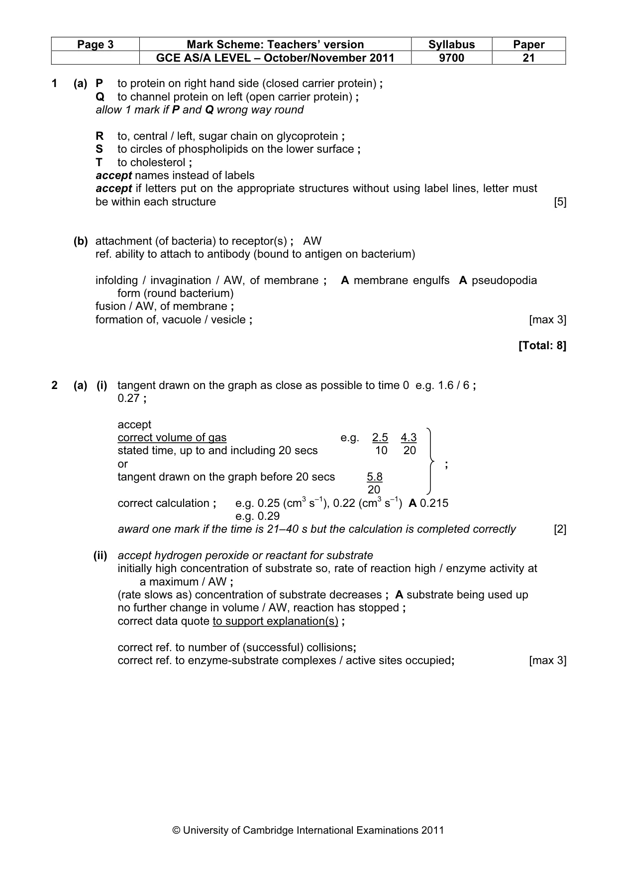 Mark scheme, page 3 of 8