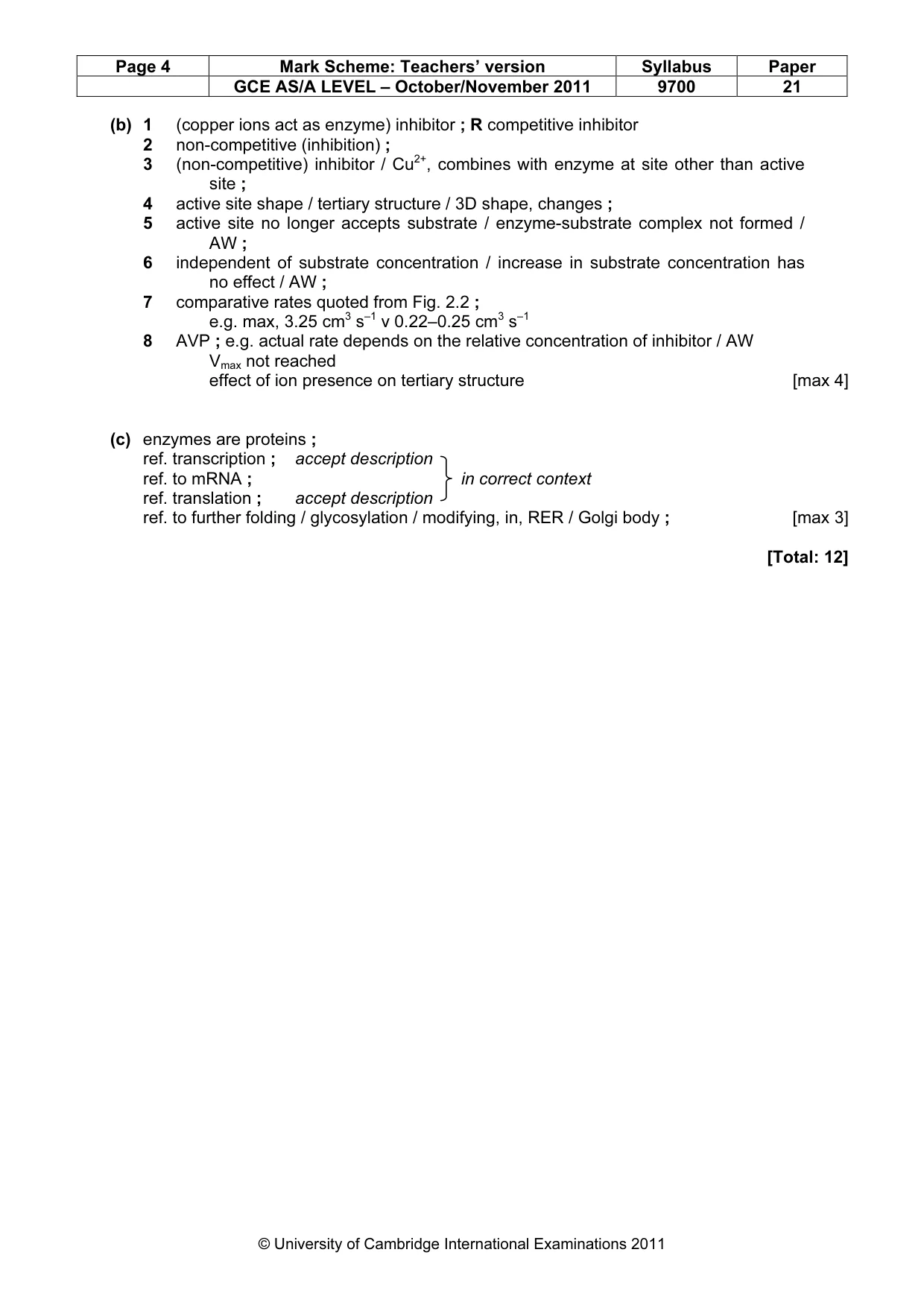 Mark scheme, page 4 of 8