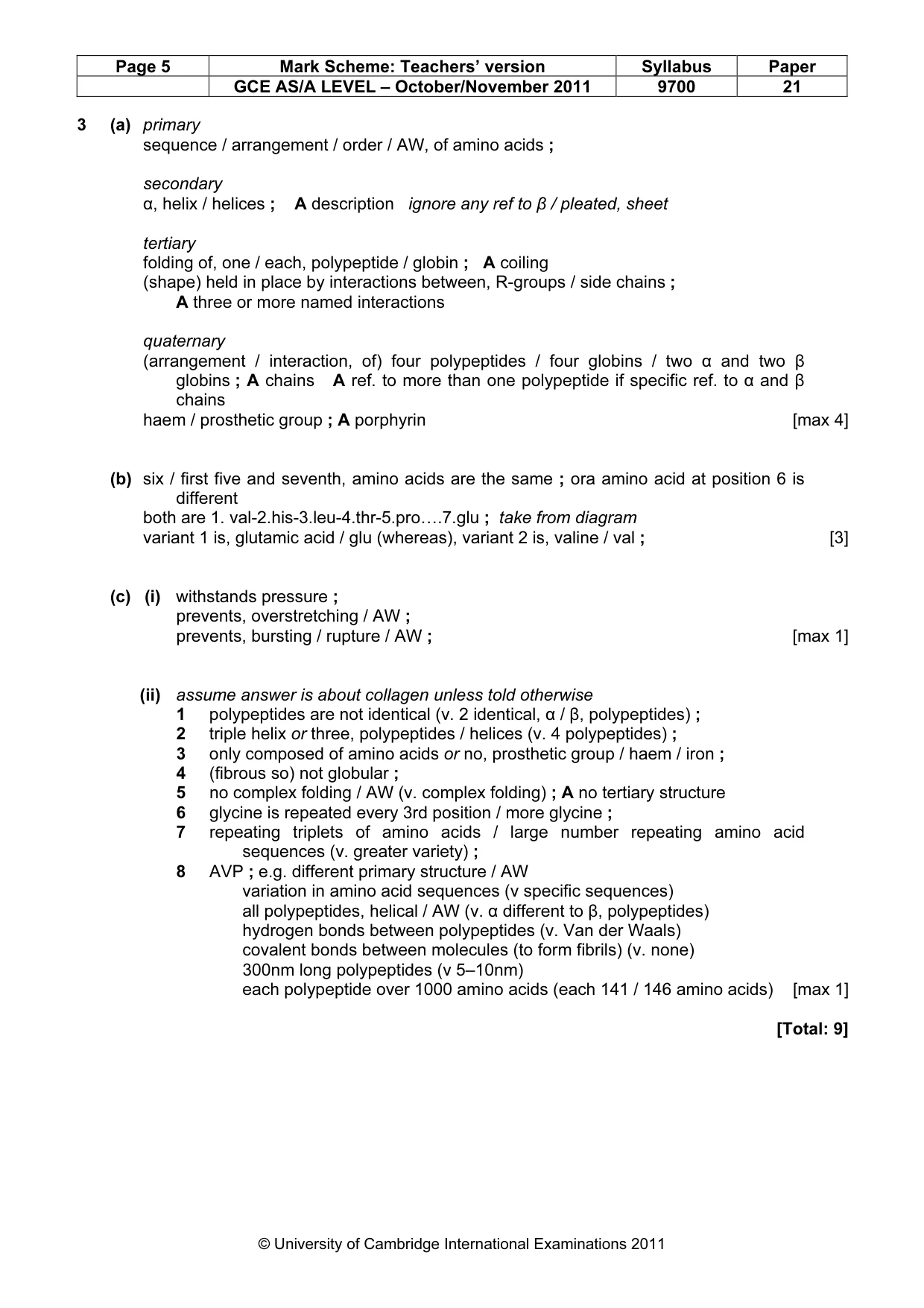 Mark scheme, page 5 of 8