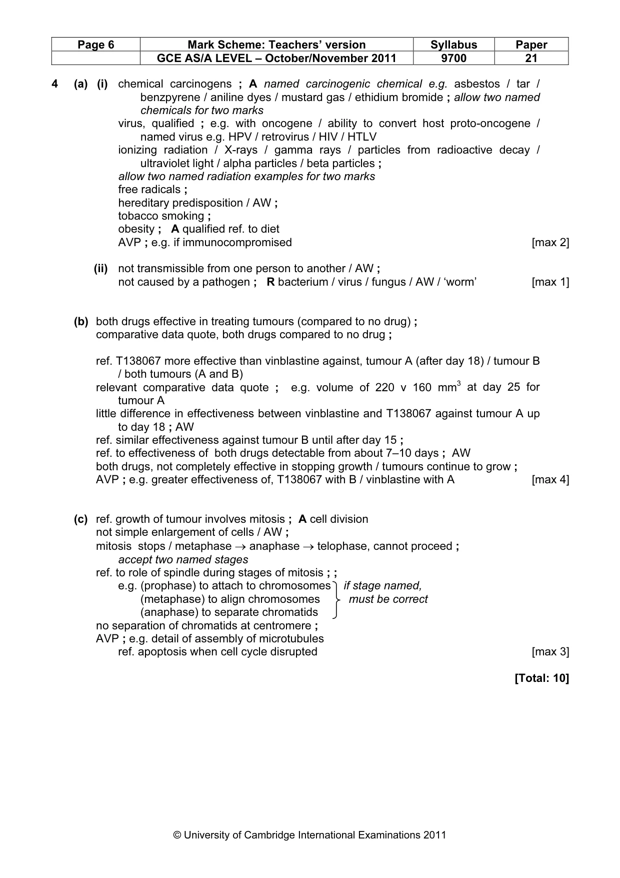 Mark scheme, page 6 of 8