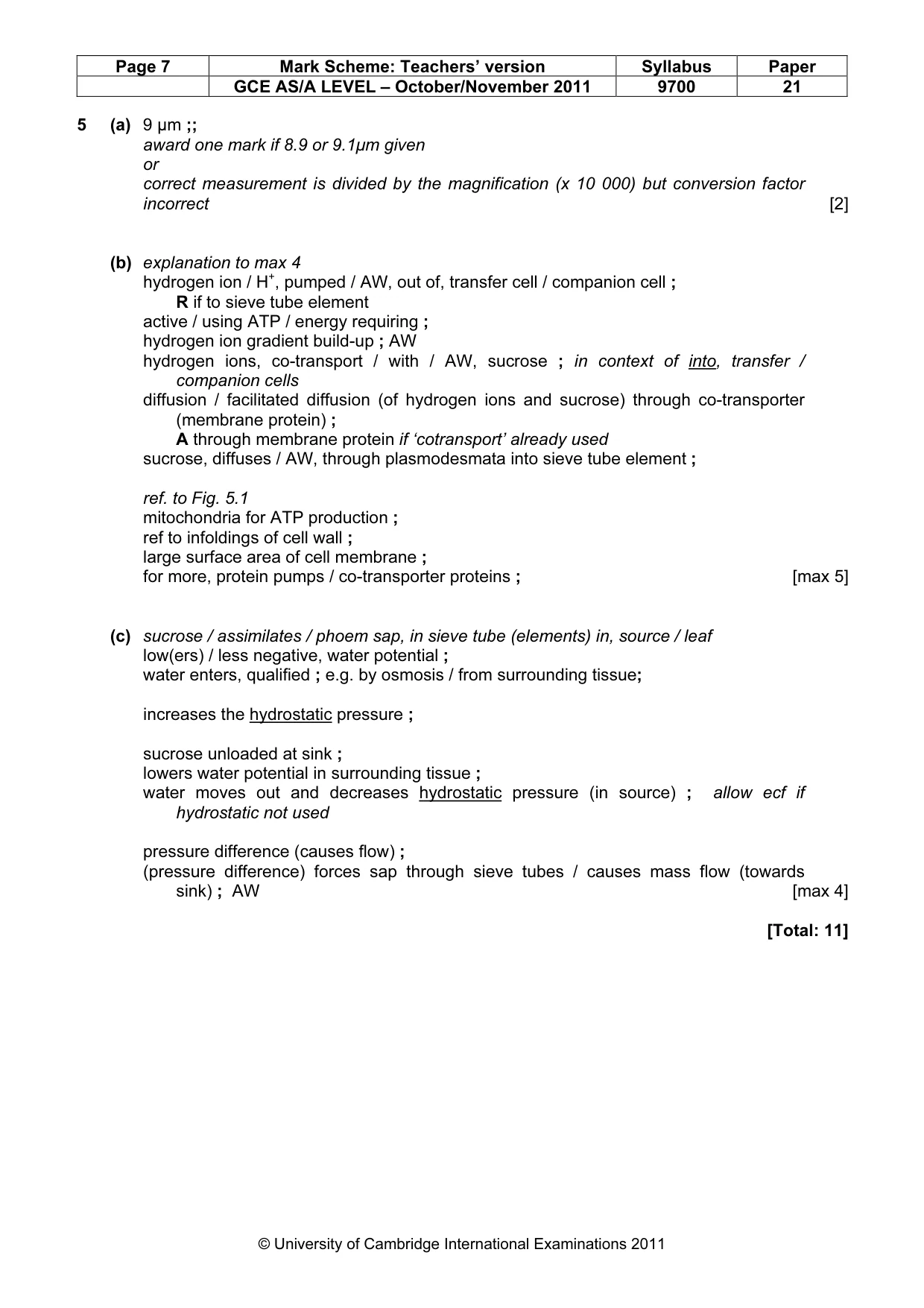 Mark scheme, page 7 of 8