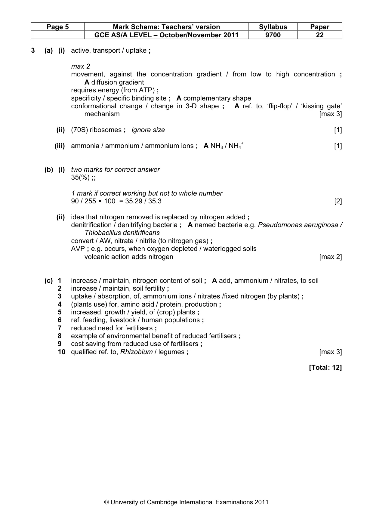 Mark scheme, page 5 of 8