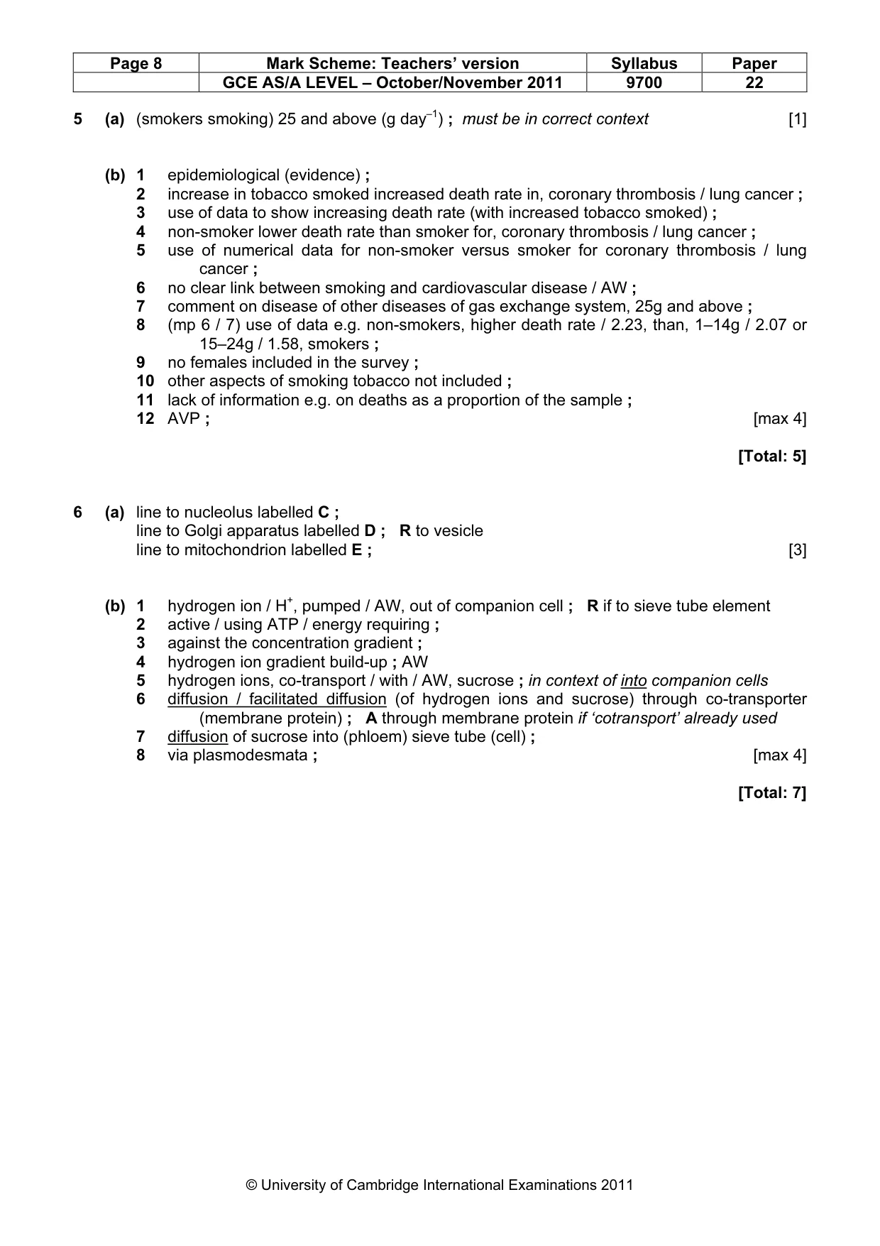 Mark scheme, page 8 of 8