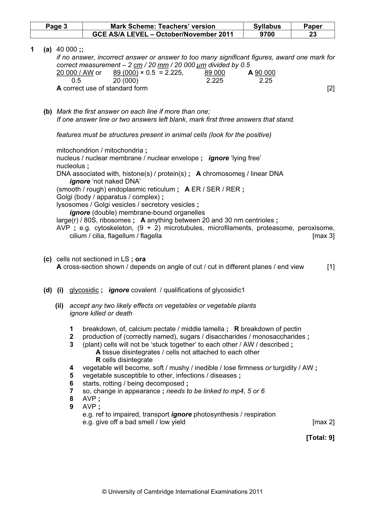 Mark scheme, page 3 of 8