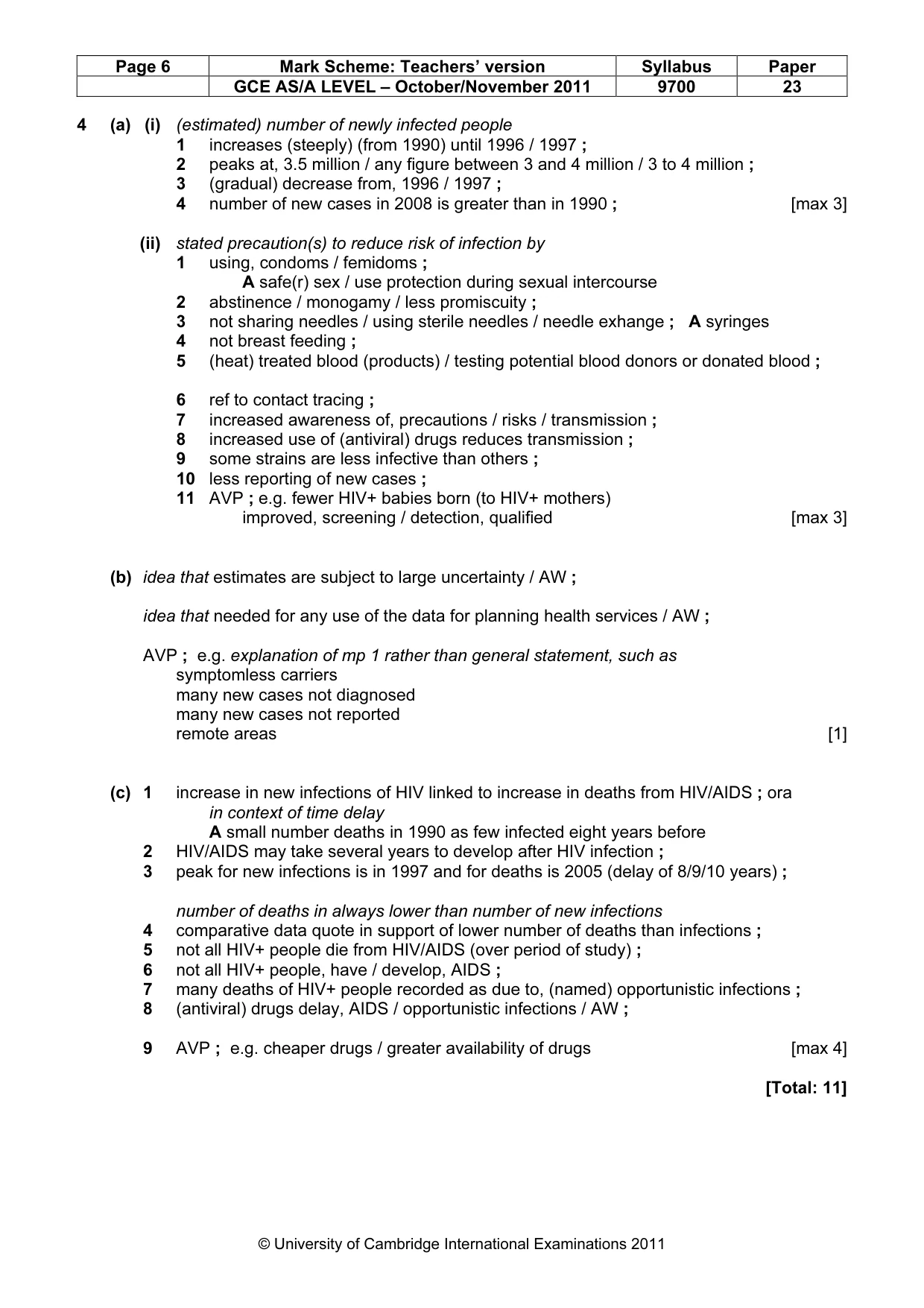 Mark scheme, page 6 of 8