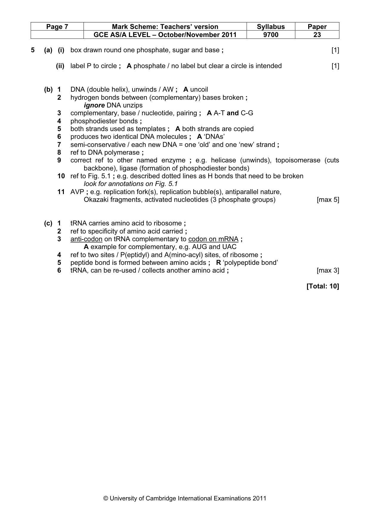 Mark scheme, page 7 of 8