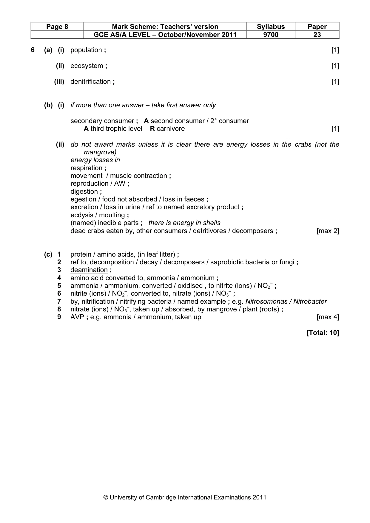 Mark scheme, page 8 of 8