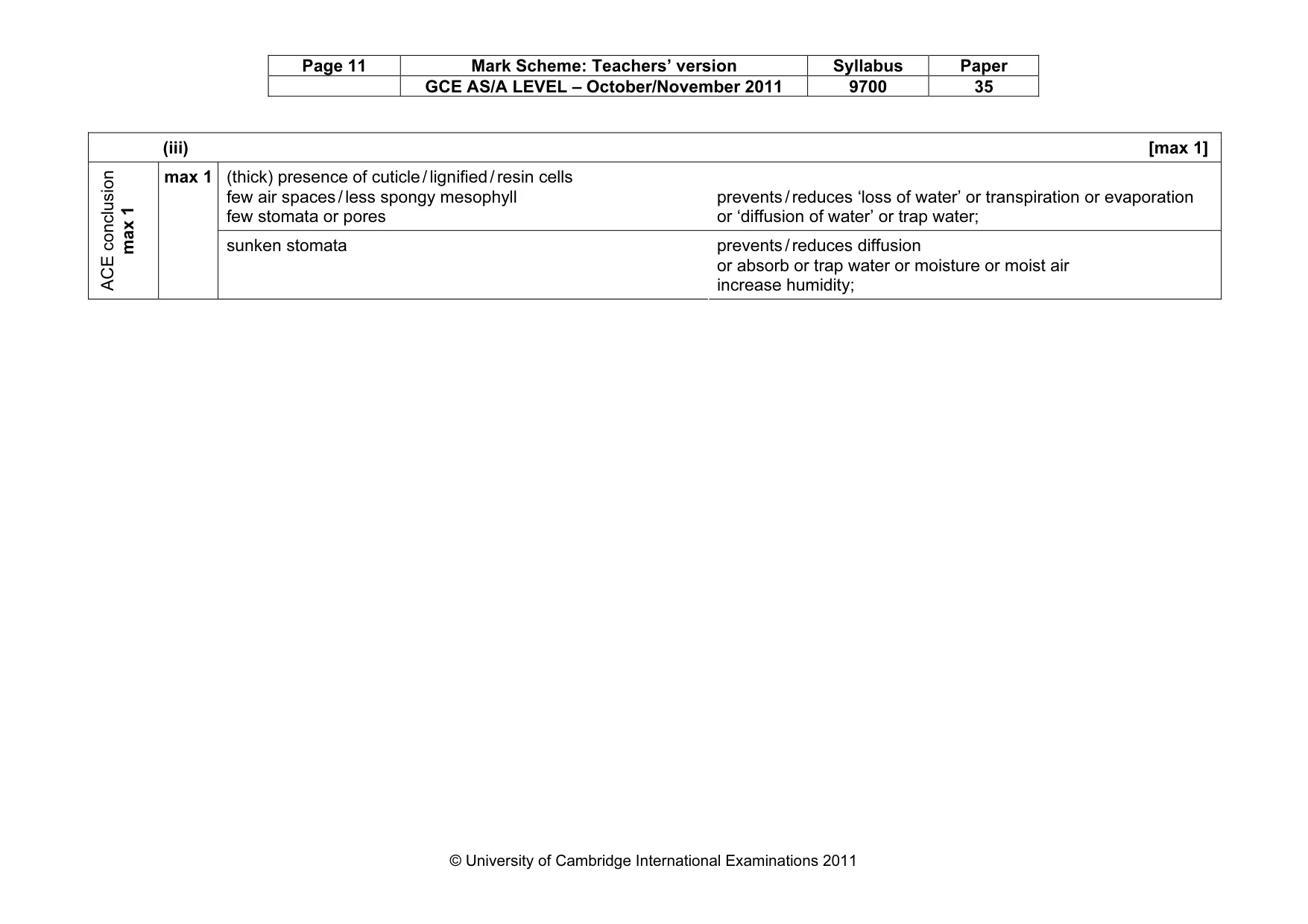 Mark scheme, page 11 of 12