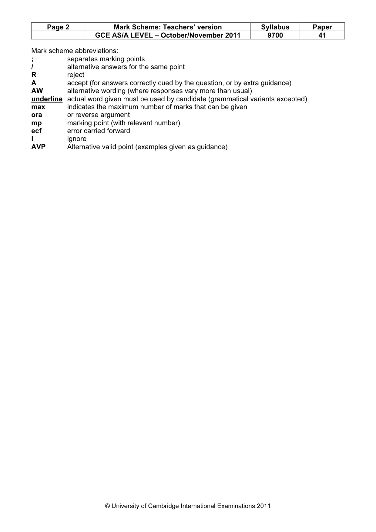 Mark scheme, page 2 of 9