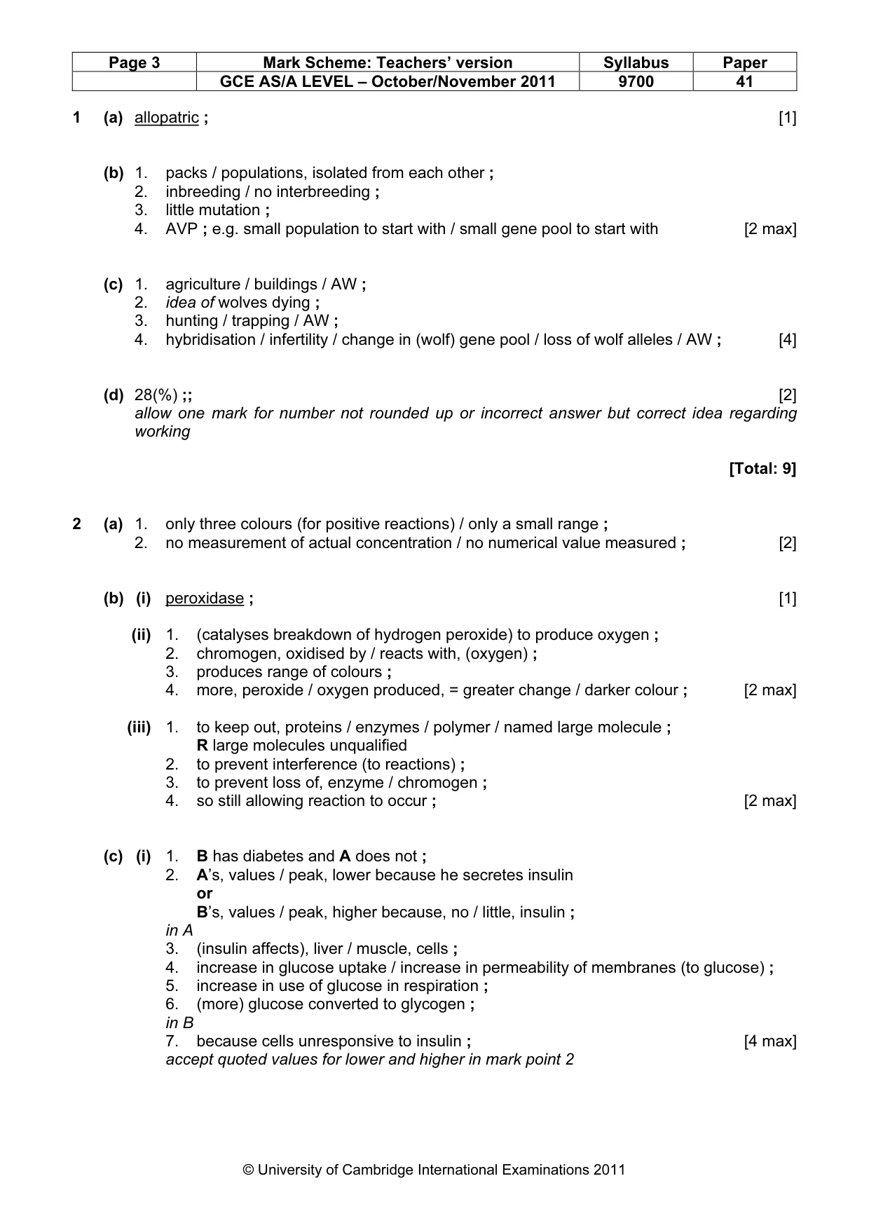 Mark scheme, page 3 of 9