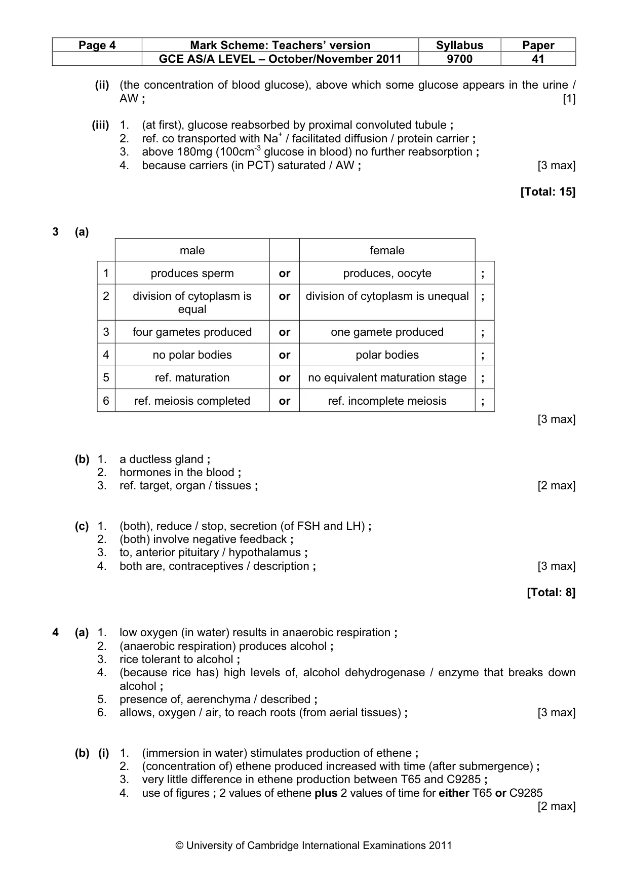 Mark scheme, page 4 of 9