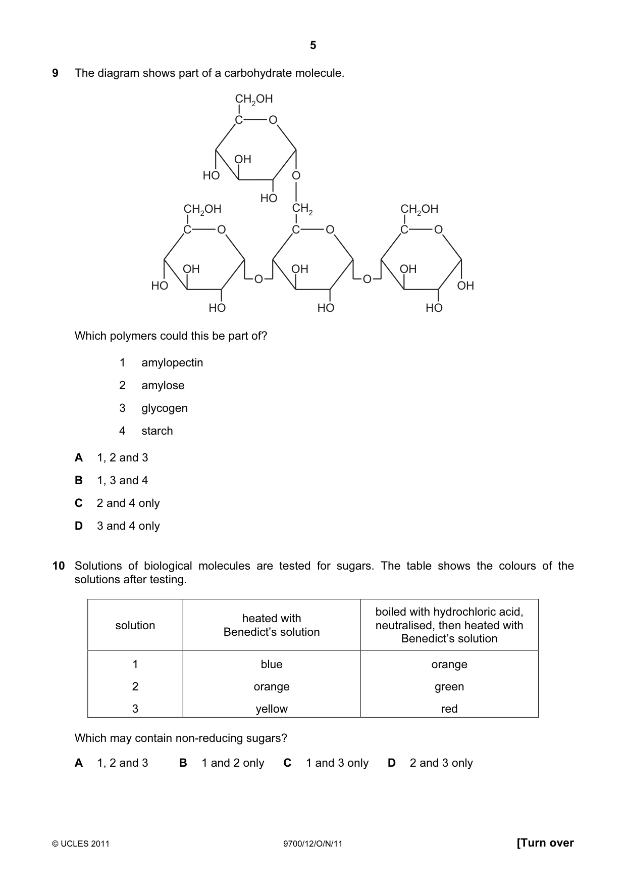 Cambridge A Level Biology 9700 2011 Oct/Nov Paper 1 · Variant 2 question paper, page 5 of 20