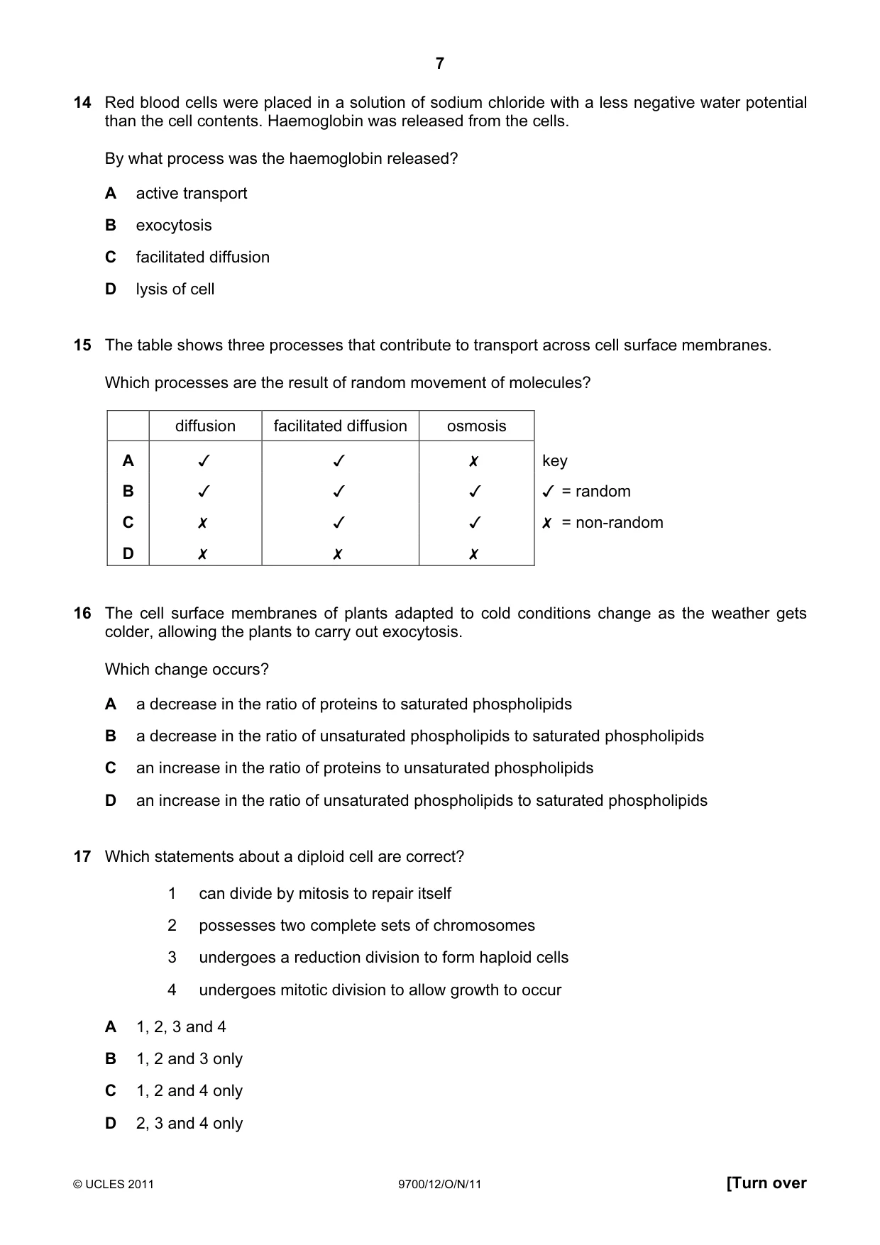 Cambridge A Level Biology 9700 2011 Oct/Nov Paper 1 · Variant 2 question paper, page 7 of 20