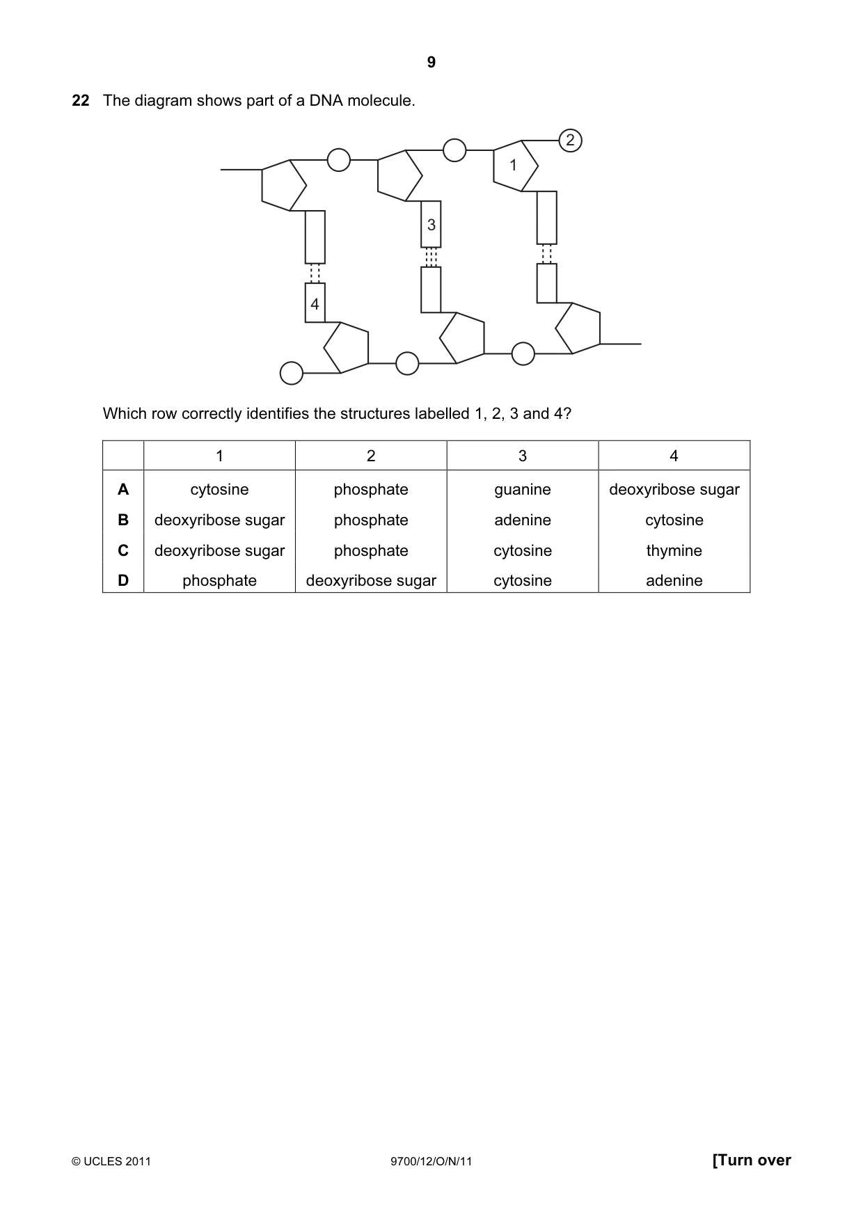 Cambridge A Level Biology 9700 2011 Oct/Nov Paper 1 · Variant 2 question paper, page 9 of 20