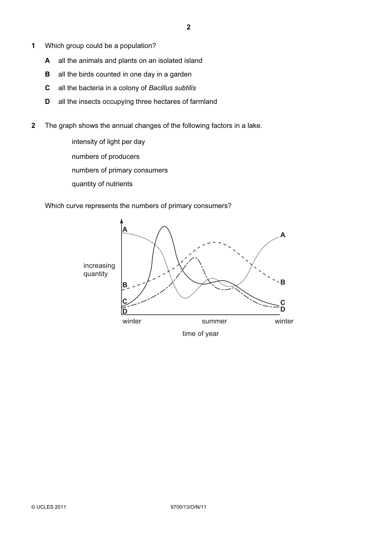 Cambridge A Level Biology 9700 2011 Oct/Nov Paper 1 · Variant 3 question paper, page 2 of 16