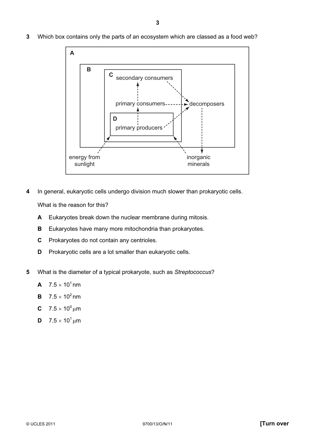 Cambridge A Level Biology 9700 2011 Oct/Nov Paper 1 · Variant 3 question paper, page 3 of 16