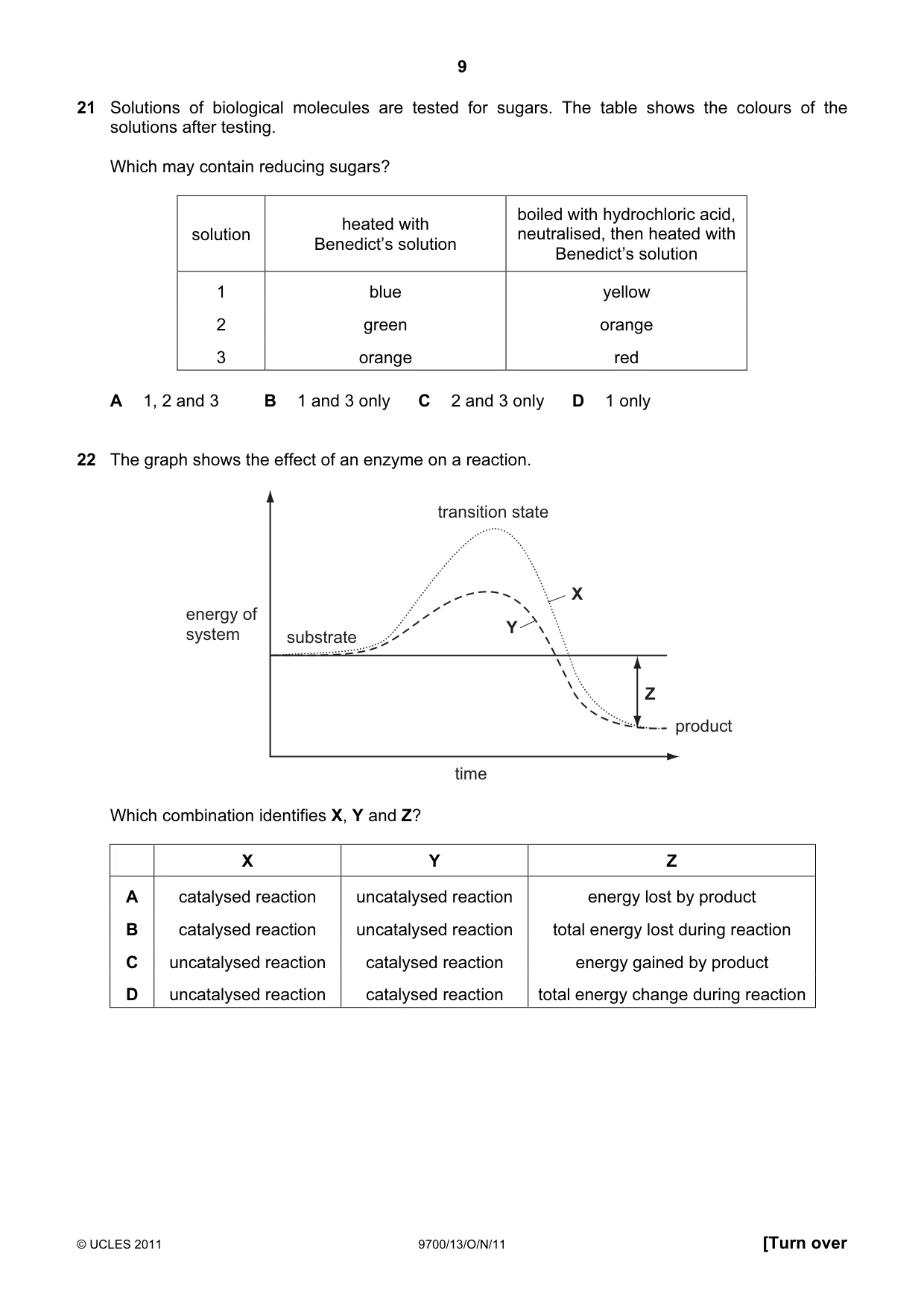 Cambridge A Level Biology 9700 2011 Oct/Nov Paper 1 · Variant 3 question paper, page 9 of 16