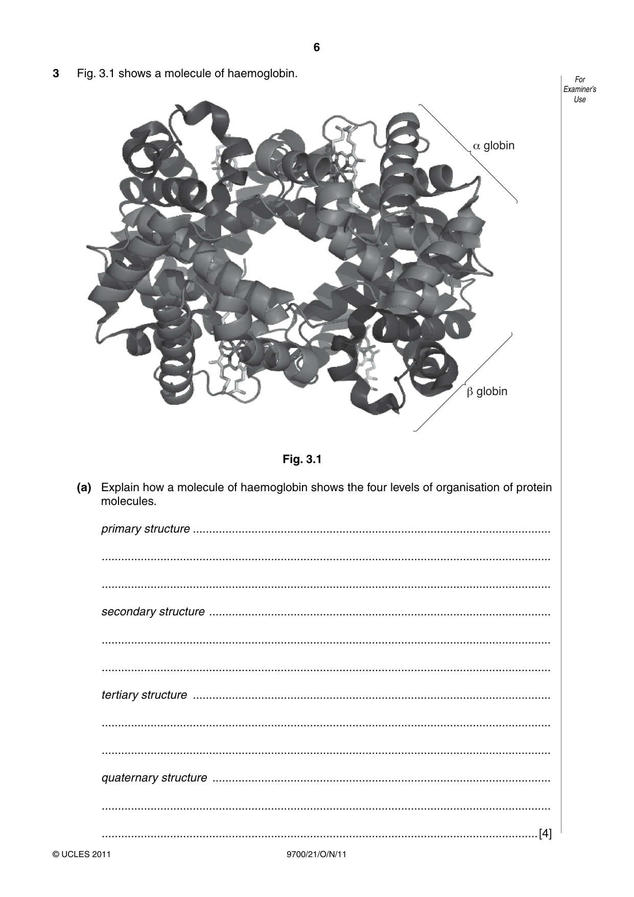 Cambridge A Level Biology 9700 2011 Oct/Nov Paper 2 · Variant 1 question paper, page 6 of 16