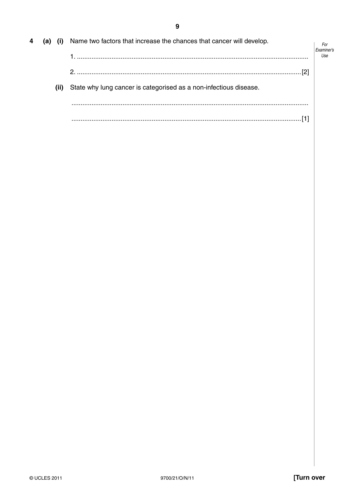 Cambridge A Level Biology 9700 2011 Oct/Nov Paper 2 · Variant 1 question paper, page 9 of 16