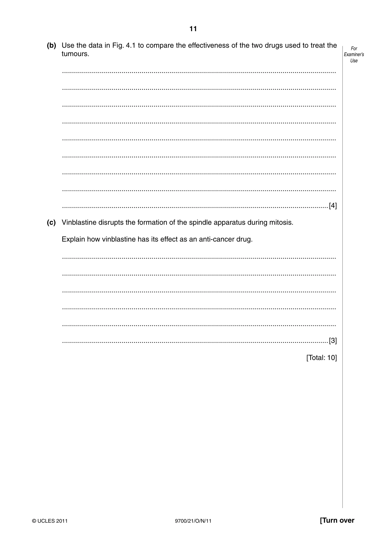 Cambridge A Level Biology 9700 2011 Oct/Nov Paper 2 · Variant 1 question paper, page 11 of 16