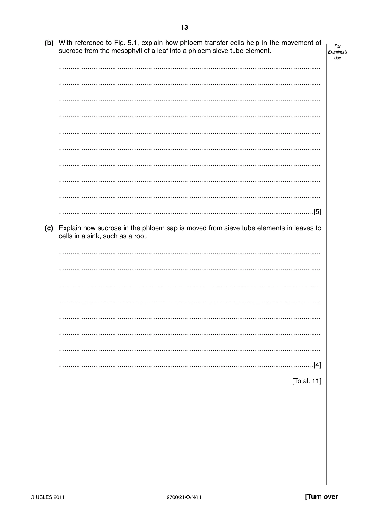 Cambridge A Level Biology 9700 2011 Oct/Nov Paper 2 · Variant 1 question paper, page 13 of 16