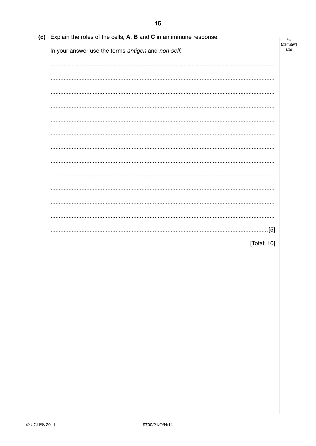 Cambridge A Level Biology 9700 2011 Oct/Nov Paper 2 · Variant 1 question paper, page 15 of 16
