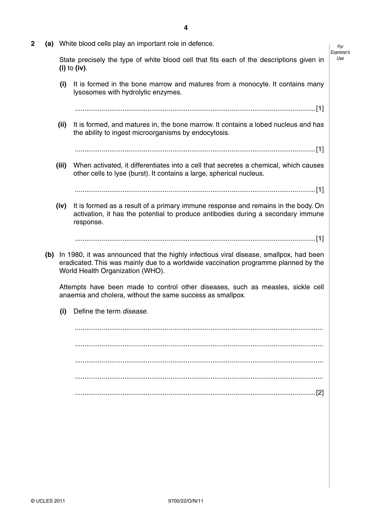 Cambridge A Level Biology 9700 2011 Oct/Nov Paper 2 · Variant 2 question paper, page 4 of 12