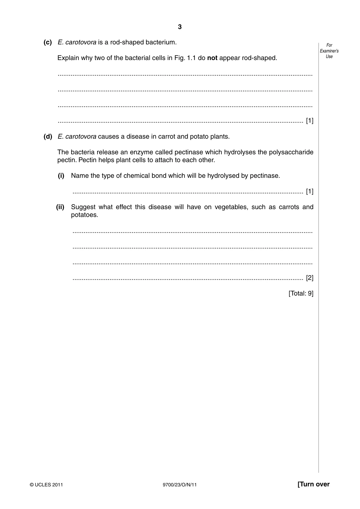Cambridge A Level Biology 9700 2011 Oct/Nov Paper 2 · Variant 3 question paper, page 3 of 16