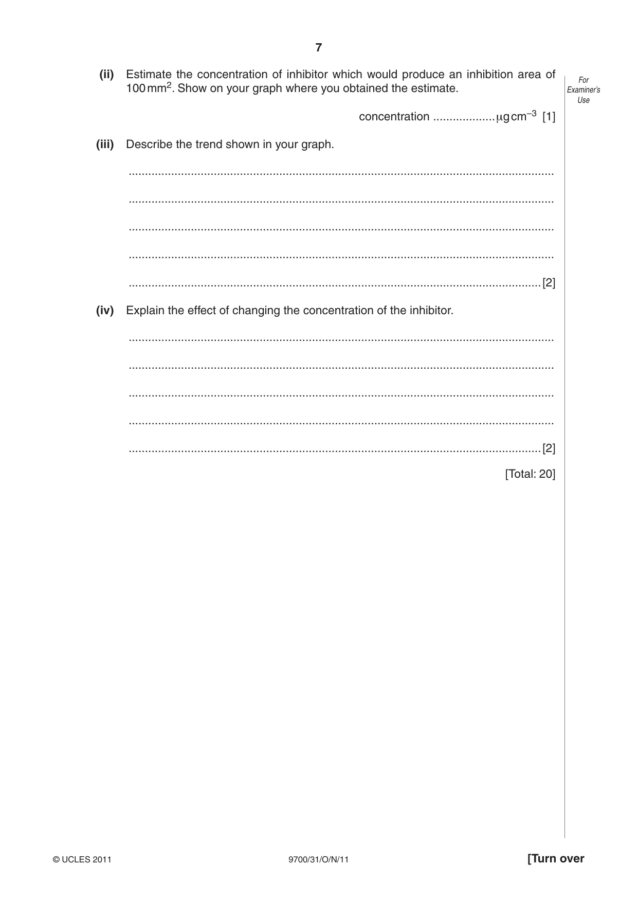 Cambridge A Level Biology 9700 2011 Oct/Nov Paper 3 · Variant 1 question paper, page 7 of 12