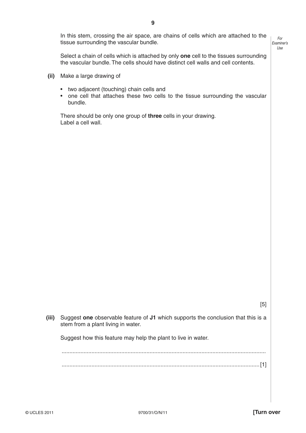 Cambridge A Level Biology 9700 2011 Oct/Nov Paper 3 · Variant 1 question paper, page 9 of 12