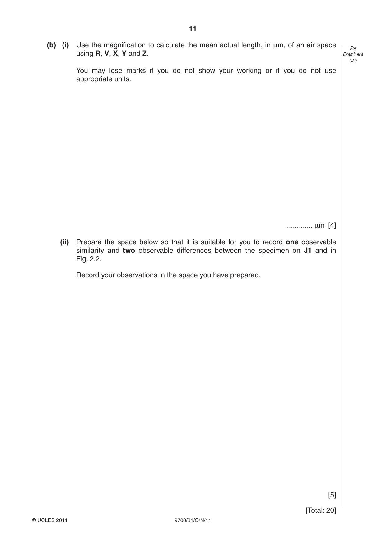 Cambridge A Level Biology 9700 2011 Oct/Nov Paper 3 · Variant 1 question paper, page 11 of 12