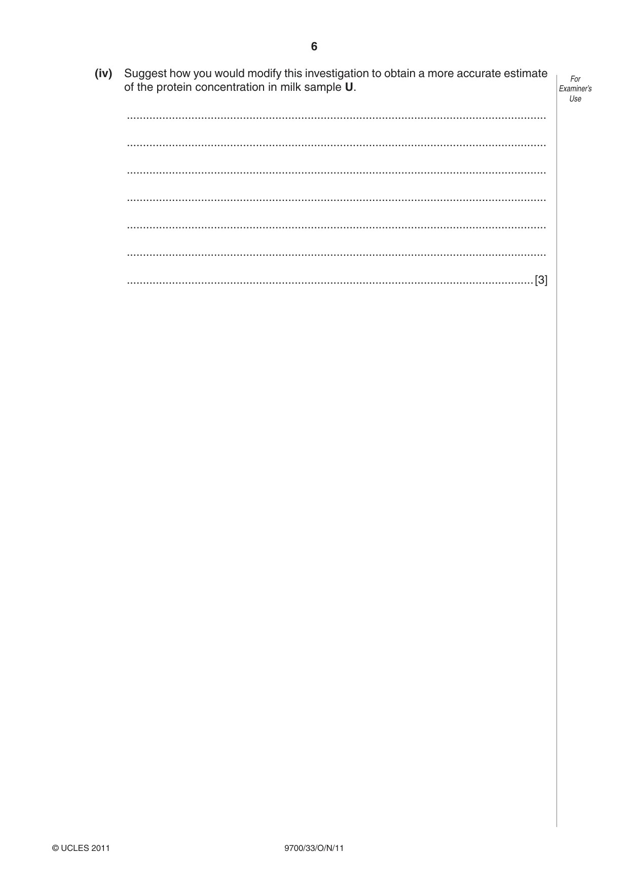 Cambridge A Level Biology 9700 2011 Oct/Nov Paper 3 · Variant 3 question paper, page 6 of 16