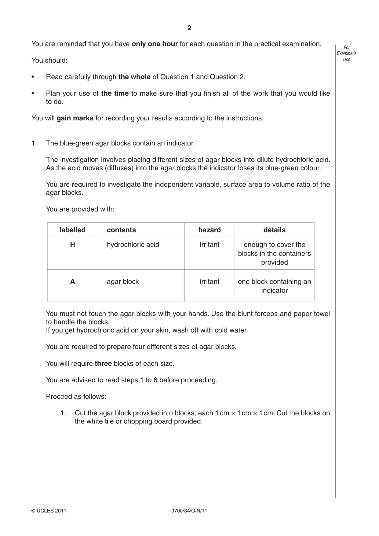Cambridge A Level Biology 9700 2011 Oct/Nov Paper 3 · Variant 4 question paper, page 2 of 12