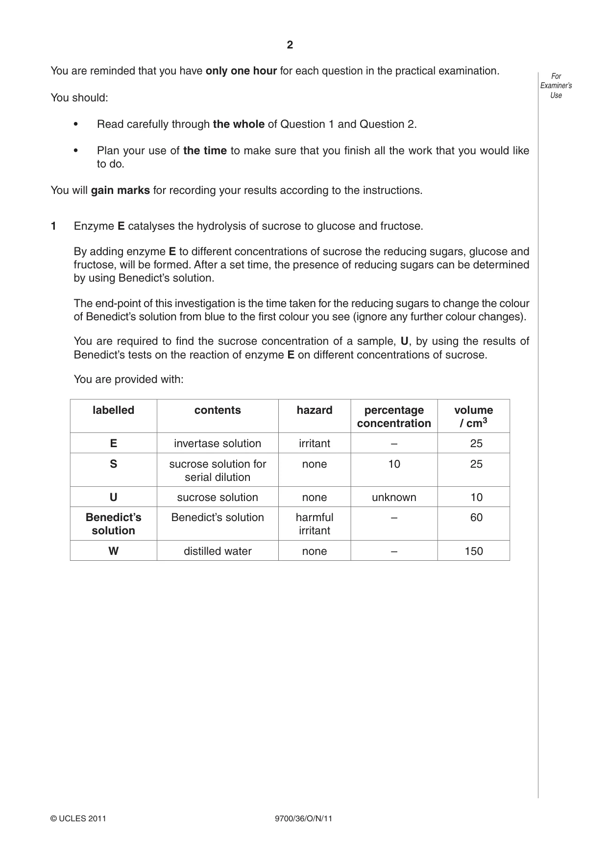 Cambridge A Level Biology 9700 2011 Oct/Nov Paper 3 · Variant 6 question paper, page 2 of 12