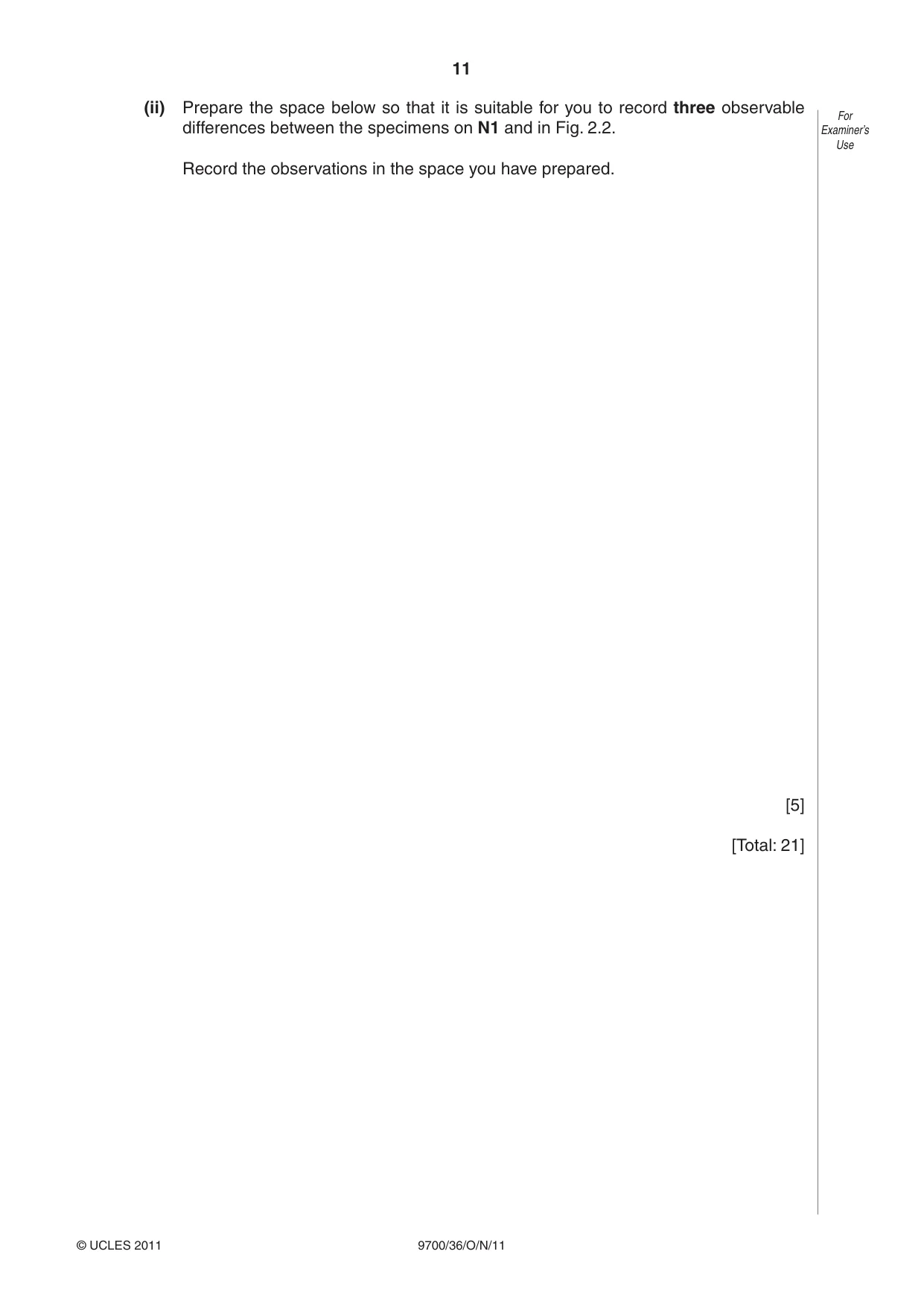 Cambridge A Level Biology 9700 2011 Oct/Nov Paper 3 · Variant 6 question paper, page 11 of 12