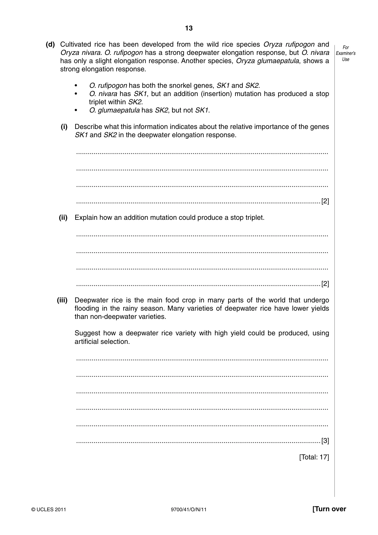 Cambridge A Level Biology 9700 2011 Oct/Nov Paper 4 · Variant 1 question paper, page 13 of 24