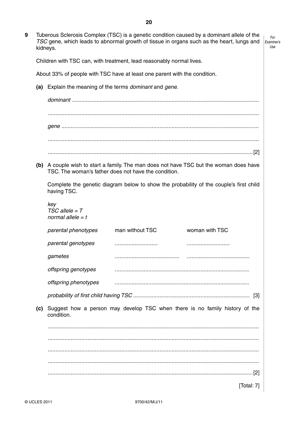 Cambridge A Level Biology 9700 2011 Oct/Nov Paper 4 · Variant 2 question paper, page 20 of 24