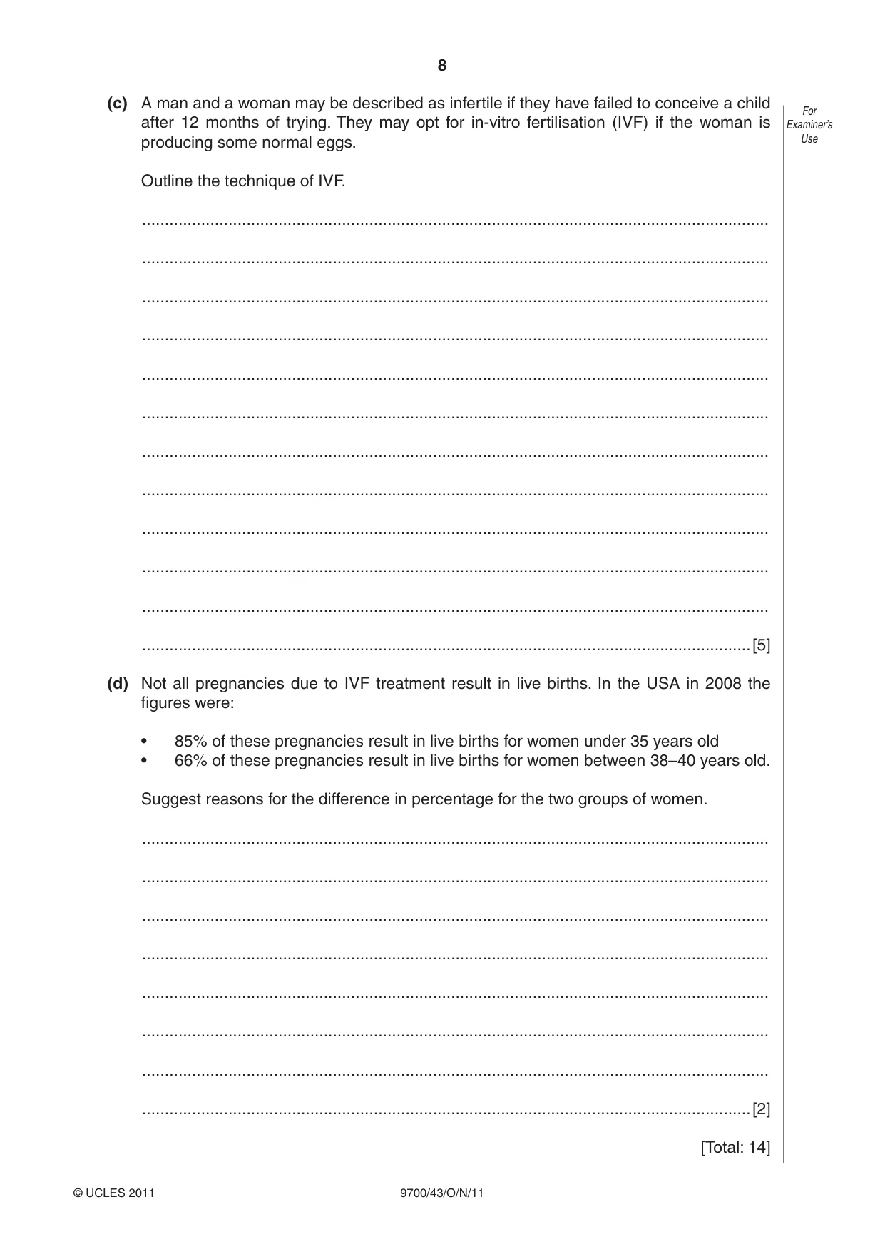 Cambridge A Level Biology 9700 2011 Oct/Nov Paper 4 · Variant 3 question paper, page 8 of 24