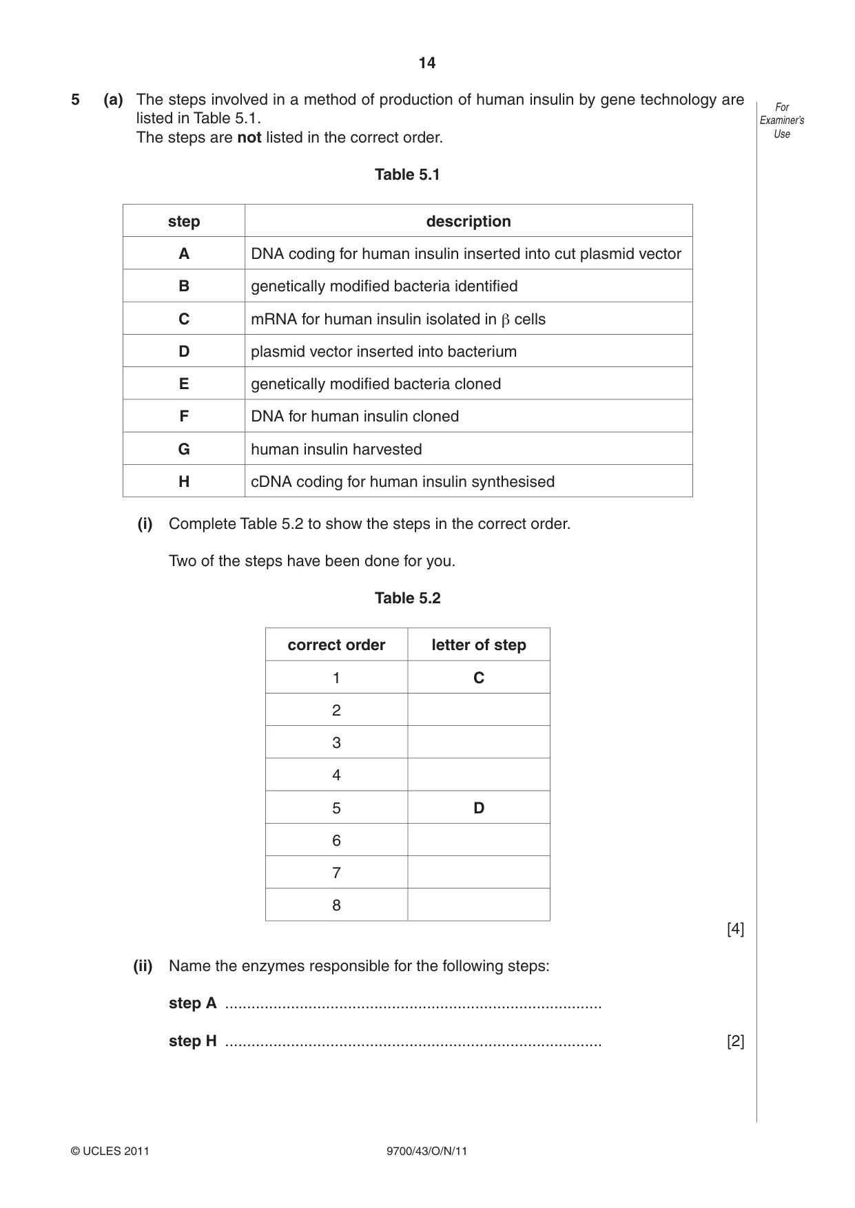 Cambridge A Level Biology 9700 2011 Oct/Nov Paper 4 · Variant 3 question paper, page 14 of 24