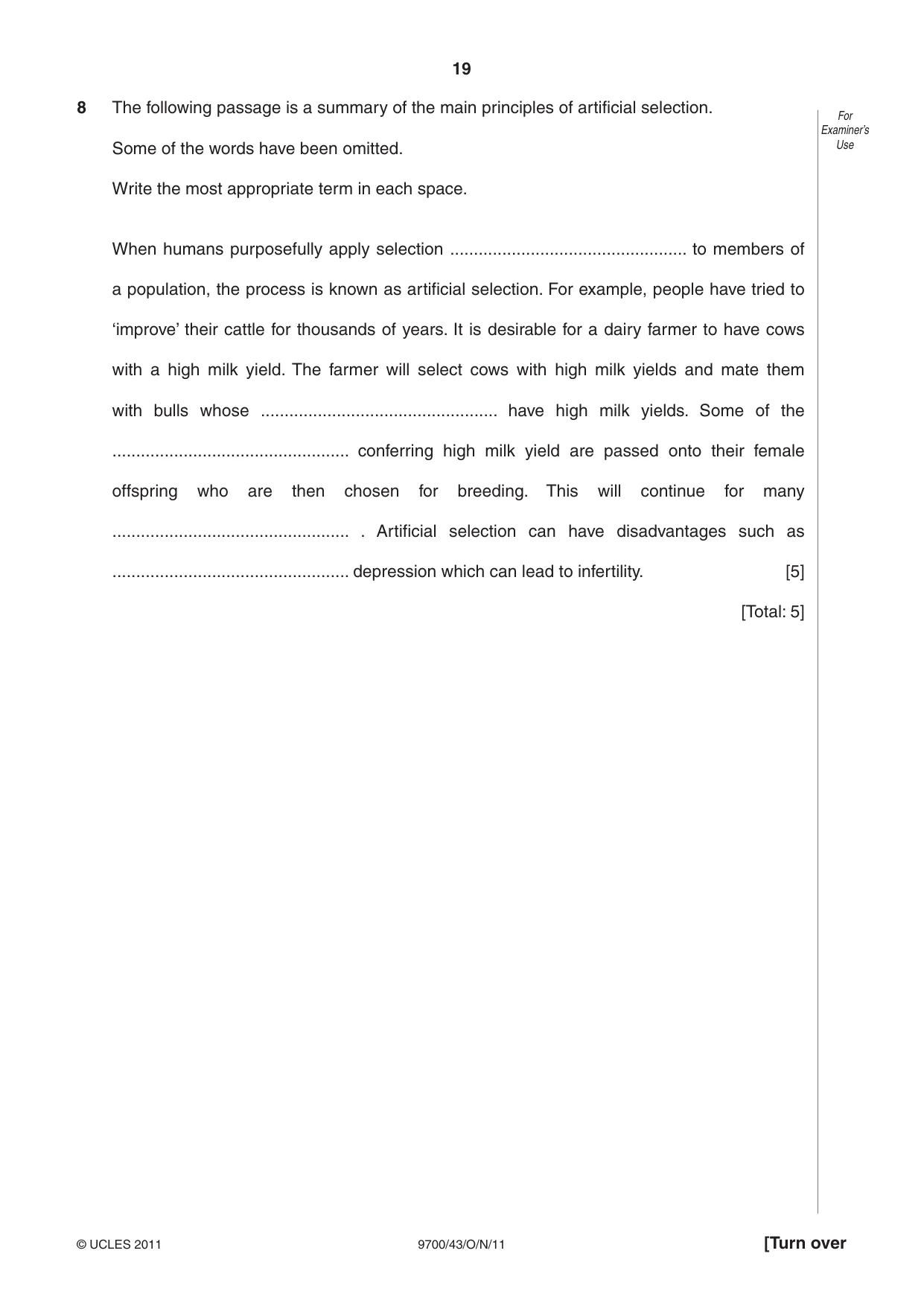 Cambridge A Level Biology 9700 2011 Oct/Nov Paper 4 · Variant 3 question paper, page 19 of 24