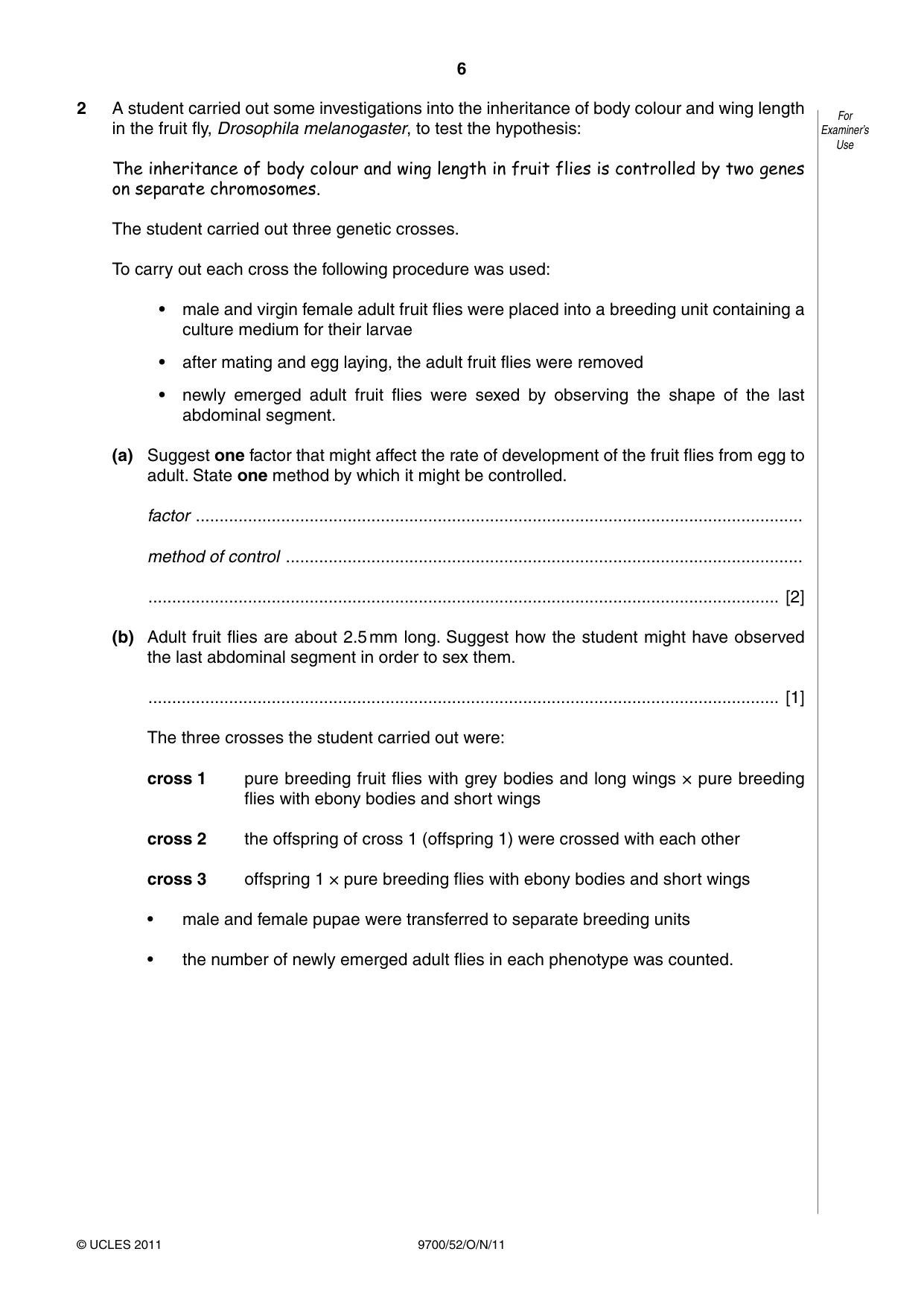 Cambridge A Level Biology 9700 2011 Oct/Nov Paper 5 · Variant 2 question paper, page 6 of 8