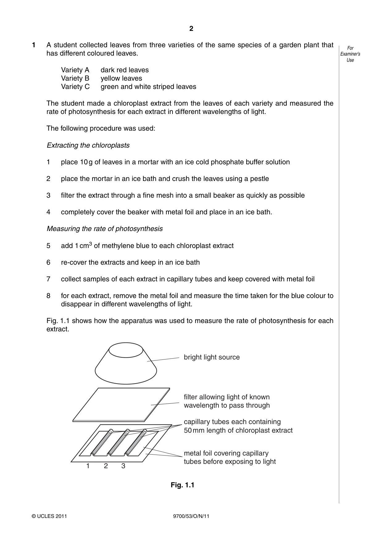 Cambridge A Level Biology 9700 2011 Oct/Nov Paper 5 · Variant 3 question paper, page 2 of 12